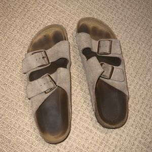 Suede leather taupe Birkenstocks